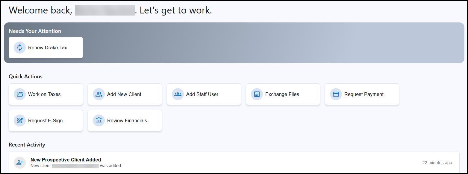 Drake Hub Home tab